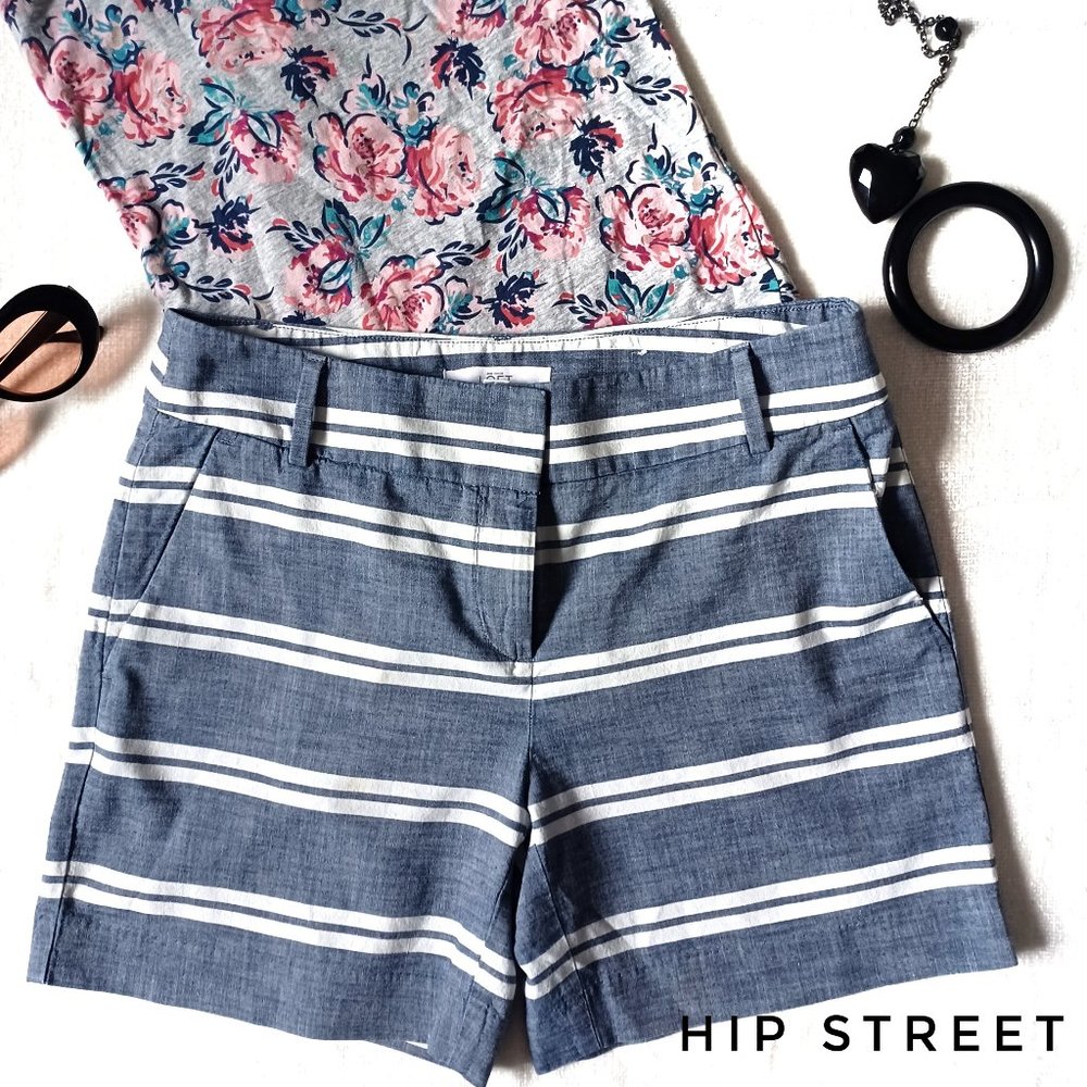 LOFT RIVIERA SHORTS Stripe Mid Rise Cotton 2